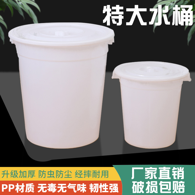 塑料胶桶白色大容量家用储水桶特大号加厚带盖发酵桶熟胶结实耐用