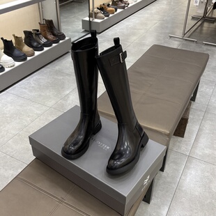 波斐YYXE秋冬季新款升级爆款瘦腿全皮加棉膝下大长靴女