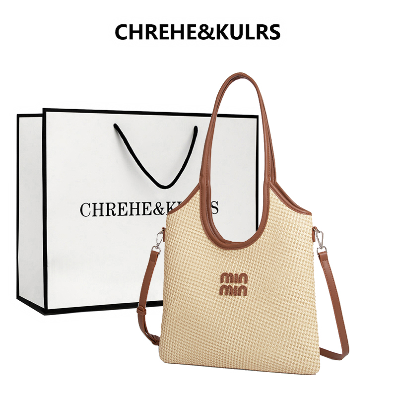 CHREHE&KULRS草编腋下托特包女