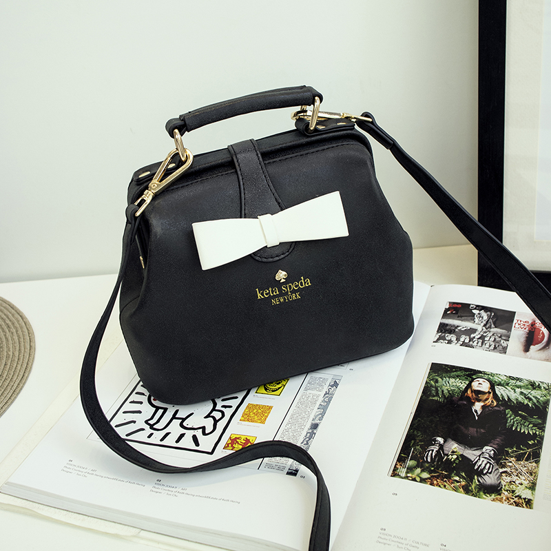 Women's Handbags 2016 Spring and summer new candy color doctor bag Bow bow handbag hit color small bag Shoulder Messenger Bag