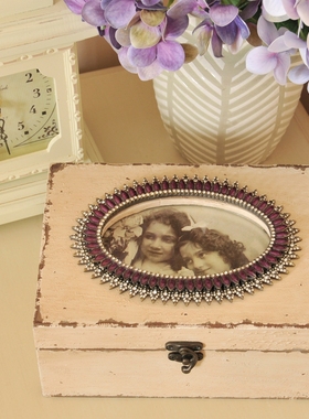 法式风复古做旧木质梳妆台首饰盒