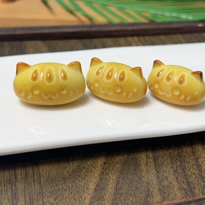天然炭烤象牙果雕刻法棍猫文玩配饰配件diy饰品