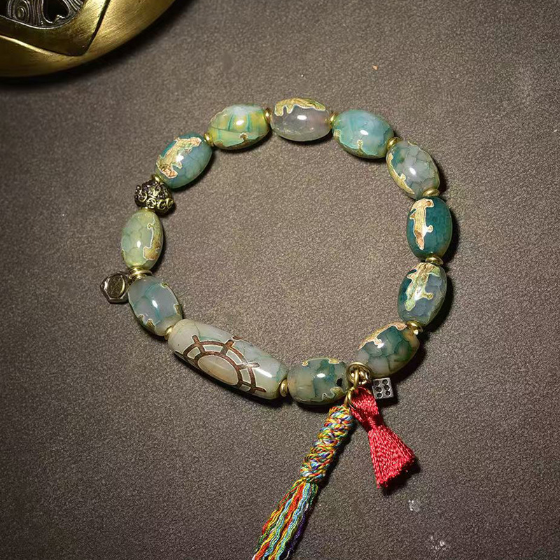 天然藏区观音天珠玛瑙吉祥天珠手串单圈法伦天珠配珠文玩佛珠手链