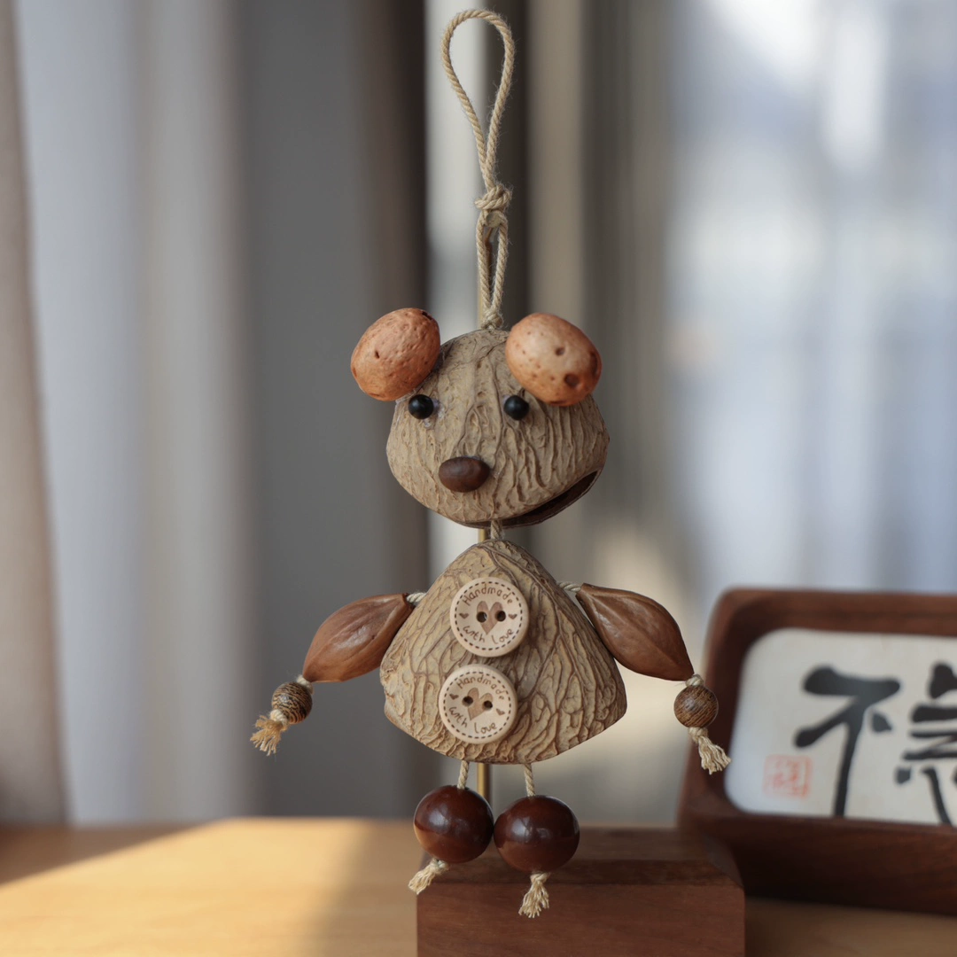印尼黑果壳小狗搭配酸枣核橄榄核铁核太阳籽包挂挂件文玩创意挂饰