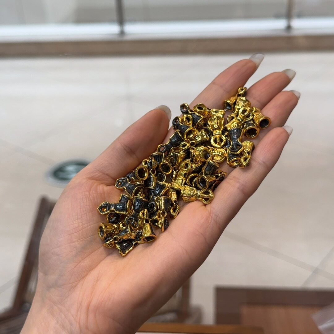纯铜金刚铃横孔配件手工DIY文玩小提溜挂件手链隔珠配饰
