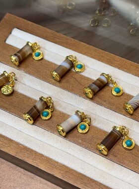 纯铜镶嵌天珠玛瑙柱子各组配件配饰diy文玩配饰