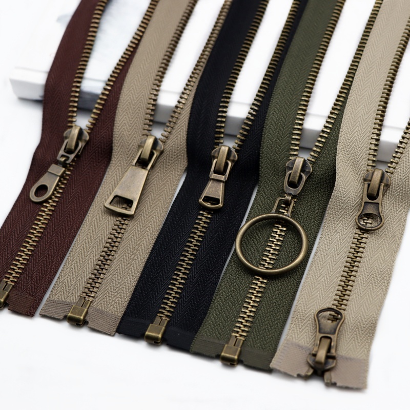 5号复古铜牙金属拉链外套开尾羽绒服长双开拉锁口袋闭尾辅料配件