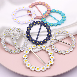 爆款清新雏菊衣角扣GD同款菊花收腰打结扣丝巾扣衬衣夏季三挡腰扣