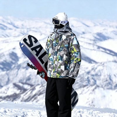 加厚冬季滑雪户外防寒连帽棉服男