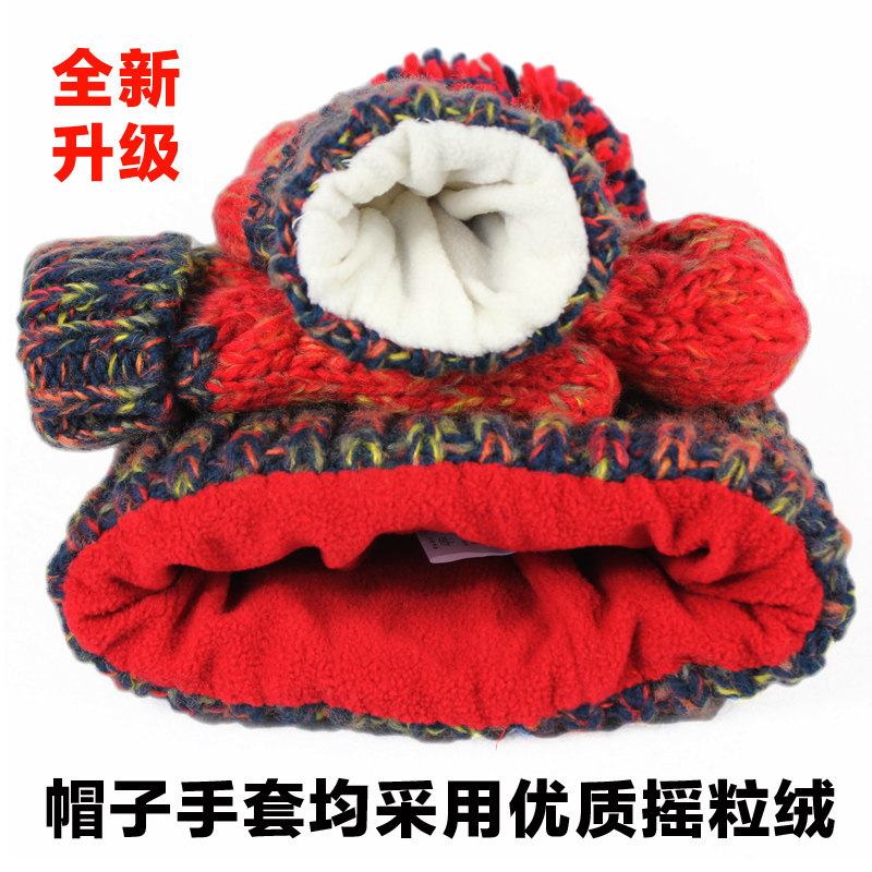 여성을위한 생일 선물 모자 겨울 한국어 버전 따뜻한 색상 매칭 원피스 모직 모자 스카프 장갑 3 피스 양복