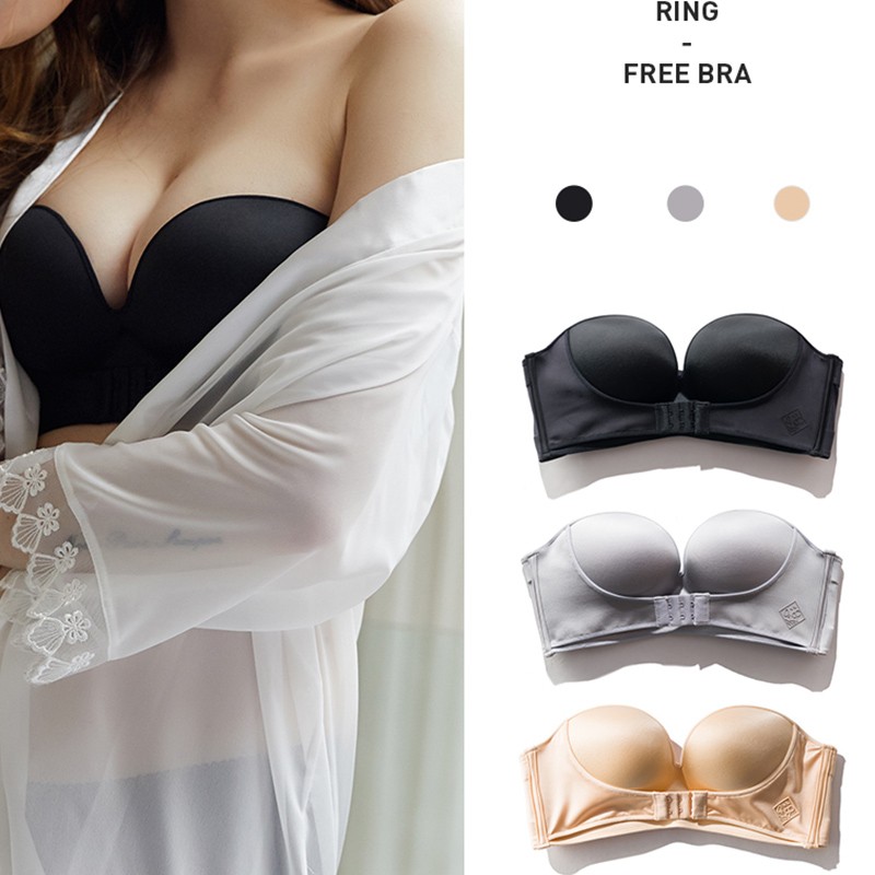 斯米莱无肩带内衣女小胸聚拢防滑