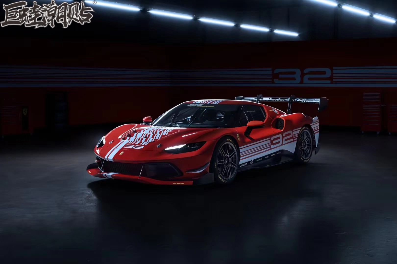 法拉利296GTB车贴拉花458 488 F8引擎盖车尾背带平行线车贴纸彩条