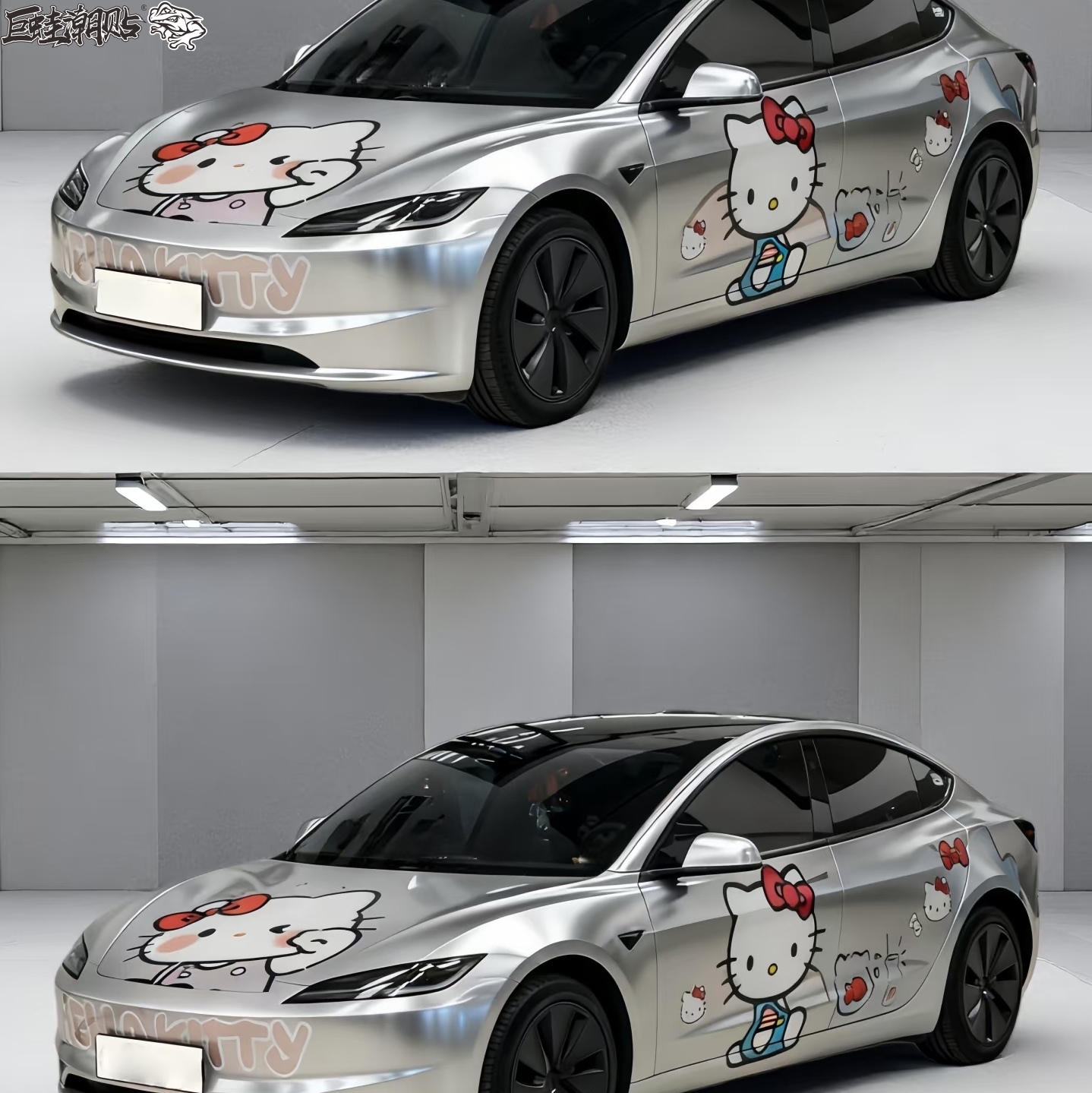 特斯拉毛豆Y 焕新3hellokitty凯蒂猫SU7卡通改装汽车贴纸定制拉花