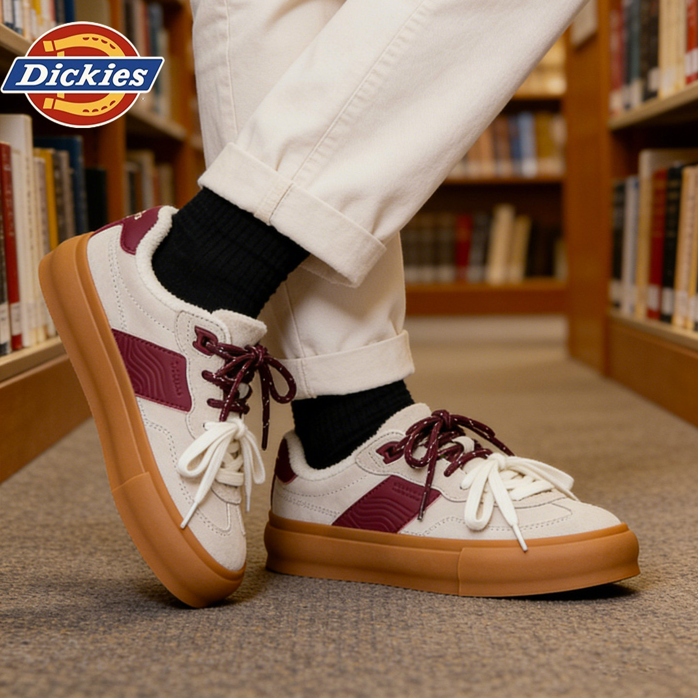 Dickies德训鞋女款2025冬季新款加绒保暖厚底运动休闲鞋板鞋厚底,流行男鞋,时尚休闲鞋,淘宝优惠券,粉丝福利购,淘宝优惠卷