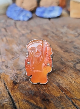 苗乡银绣坊中国风原创孤品纯手工镶嵌老玛瑙老神仙八仙活口戒指