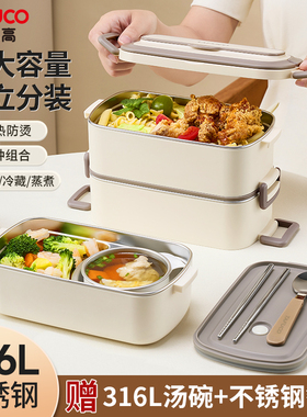 日本泰福高便携上班族学生专用饭盒大容量316L不锈钢可加热便当盒