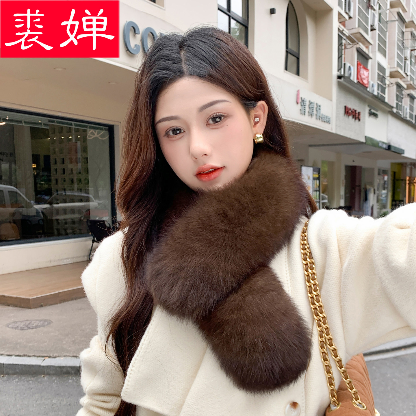 韩版新款狐狸毛毛围巾冬季真毛保暖围脖双面皮草毛领子獭兔毛内衬