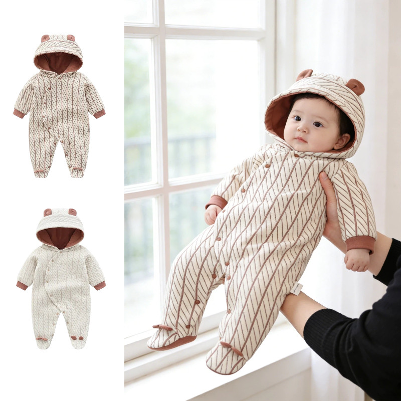 婴儿连体衣外出抱服男宝宝秋冬外套春秋新生儿包脚婴幼儿春季夹棉