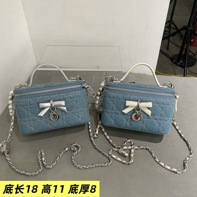 劳拉时黛女包2026新款牛仔布盒子链条5959拼接休闲轻奢气质斜挎包