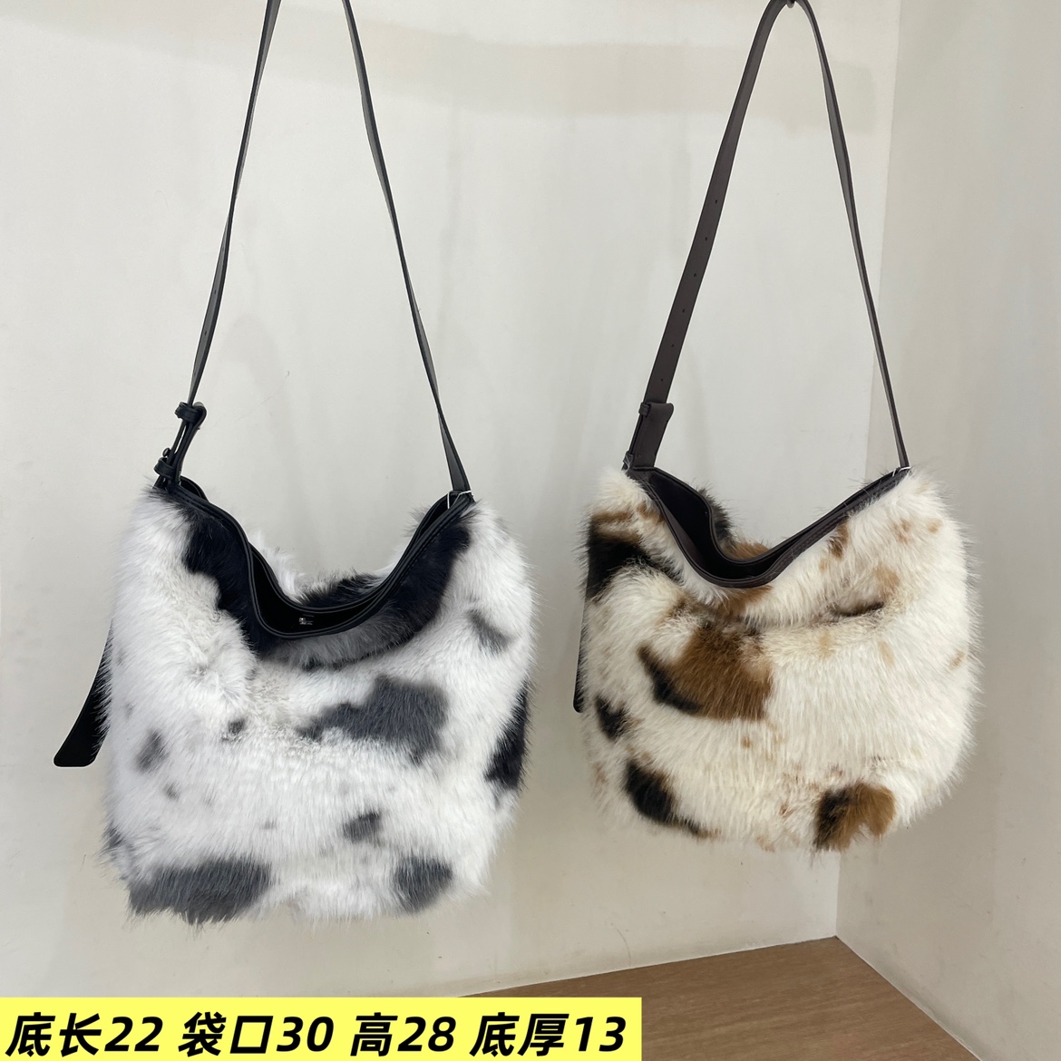 花色毛毛包水桶韩版质感女包2025新款时尚欧美气质小众韩版斜挎包