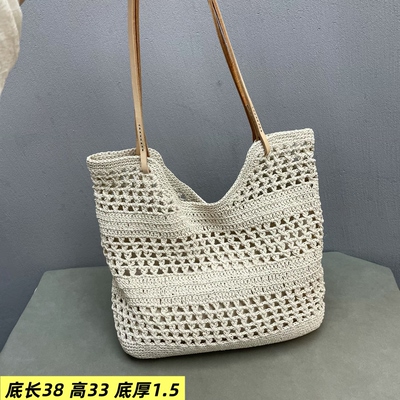 蜜蜡线拼接牛皮单肩托特包时尚女包2026新款时尚夏日风情包质感潮