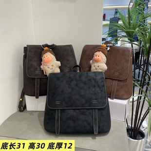 复古双肩包女包2026新款洋气6508时尚欧美韩版轻奢潮流挂件旅游包