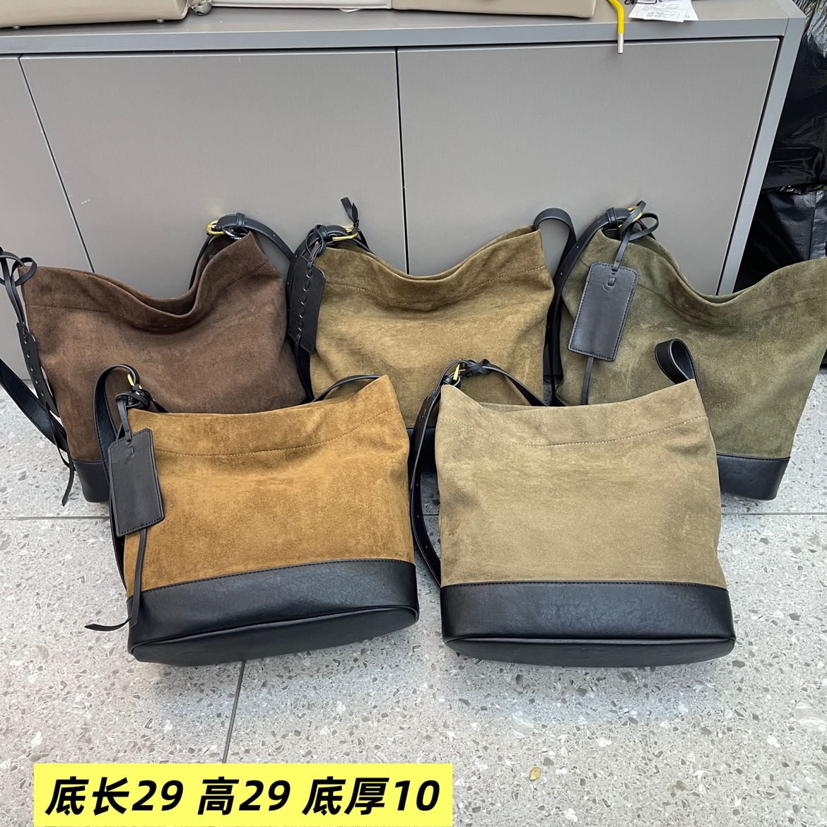 磨砂绒撞色水桶女包2025新款欧美气质韩包大气洋气单肩斜挎包潮