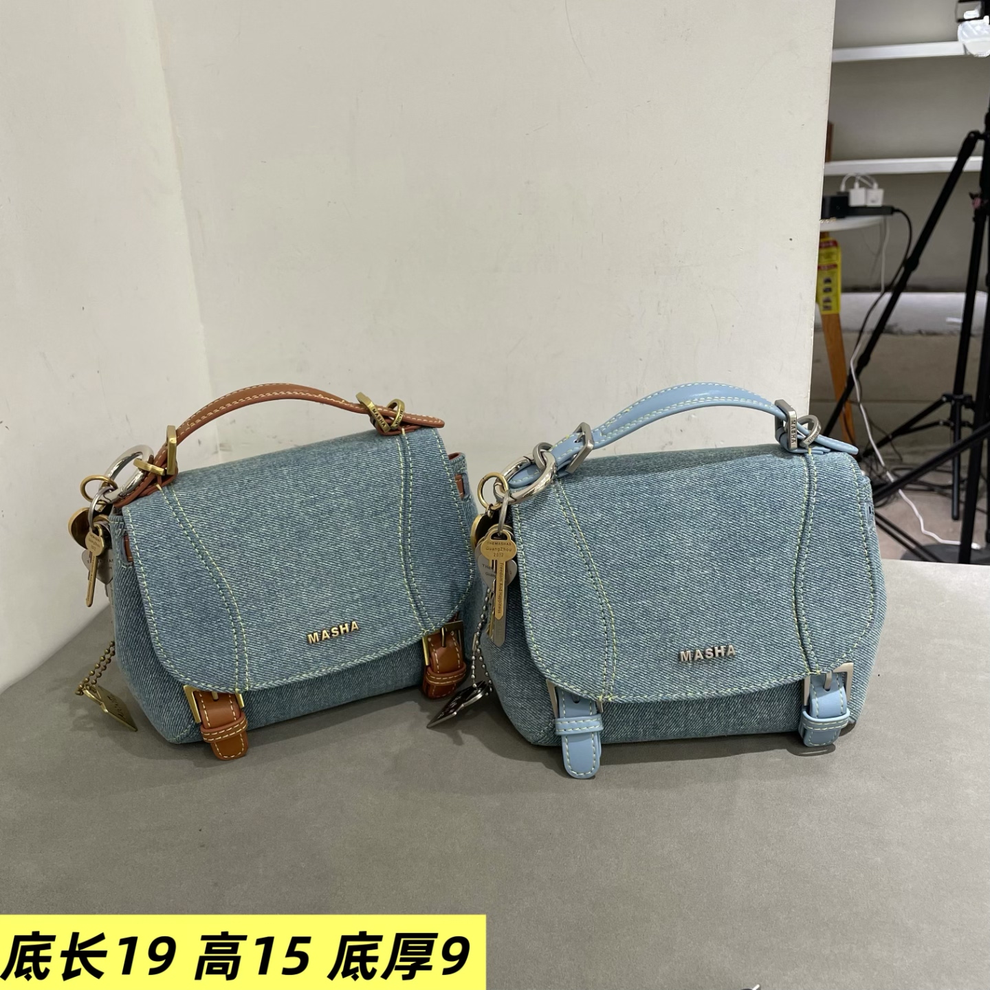 玛莎女包牛仔拼接2026新款72219时尚多用包小众轻奢手提双肩斜挎