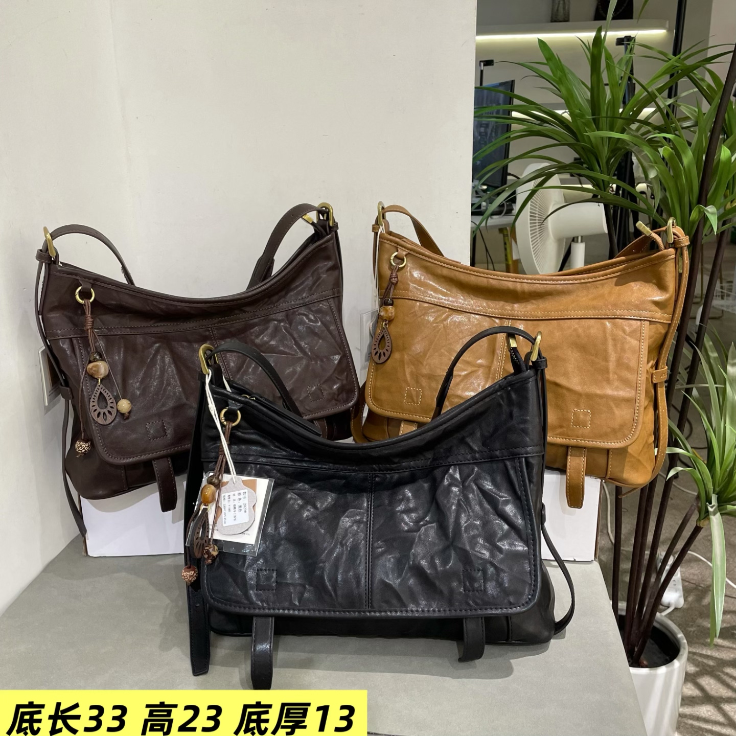 小叁七女包2026新款洋气时尚手抓纹2929欧美休闲轻奢大气单肩斜挎