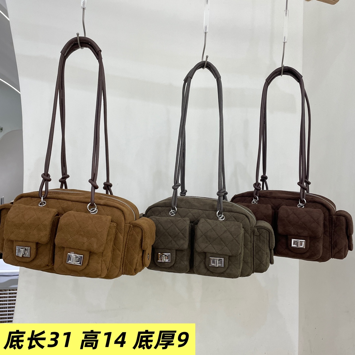 小D家女包2025新款麂皮绒8062多口袋腋下百搭轻奢软单肩斜挎包潮