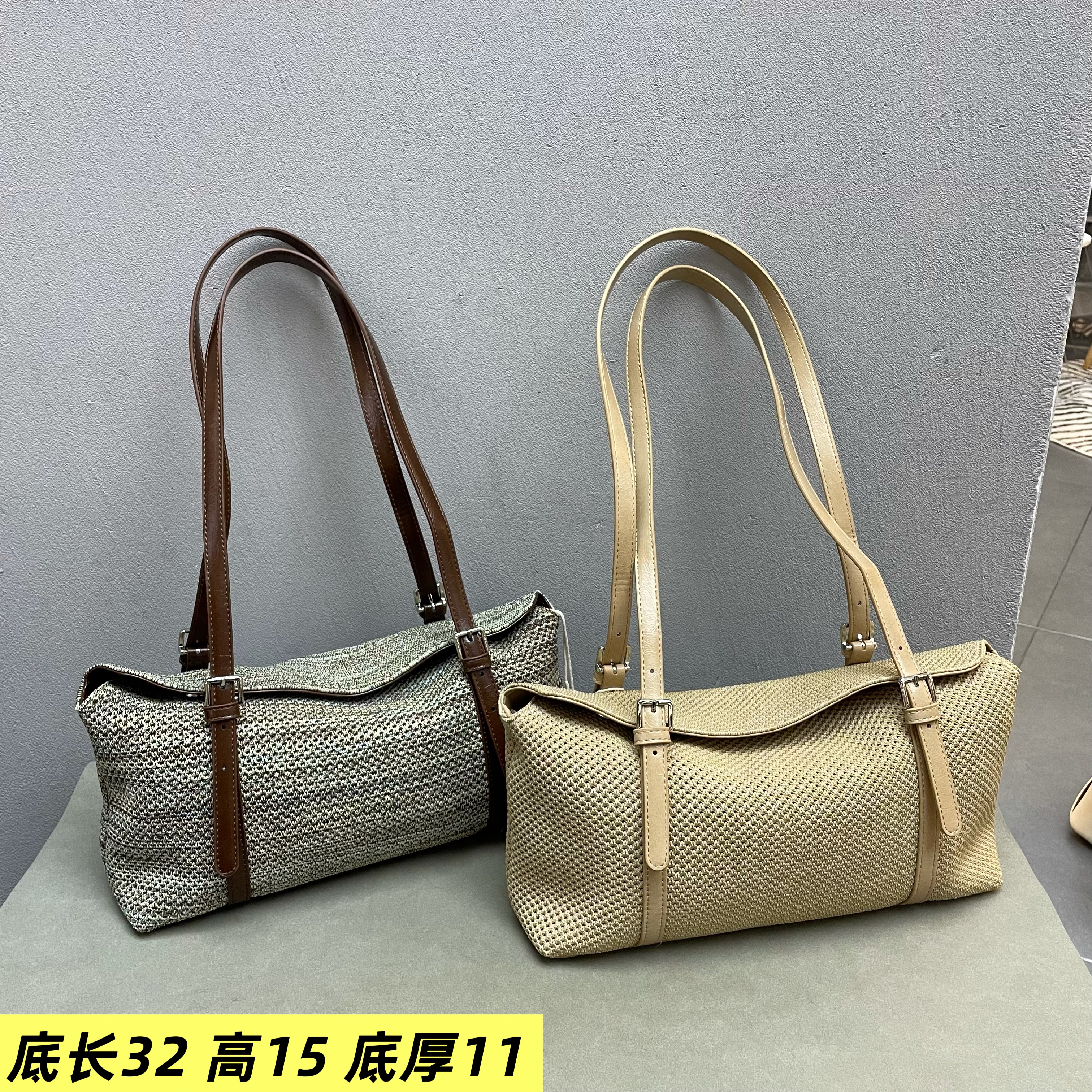 网织布镂空单肩包休闲女包2026新款时尚小众潮流气质单肩撞色包