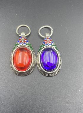 七彩锆石吊坠 冰种复古锆石吊坠红宝石蓝宝石挂件