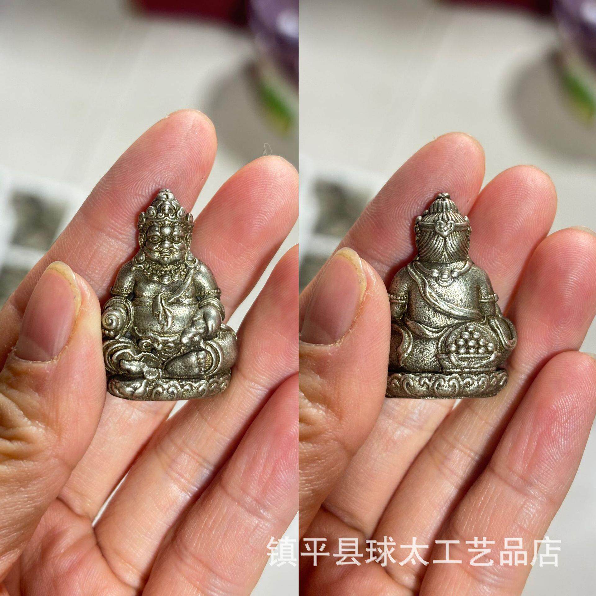 藏式白铜口袋佛迷你摆件实心小佛像桌面装饰工艺品摆件白铜寸佛
