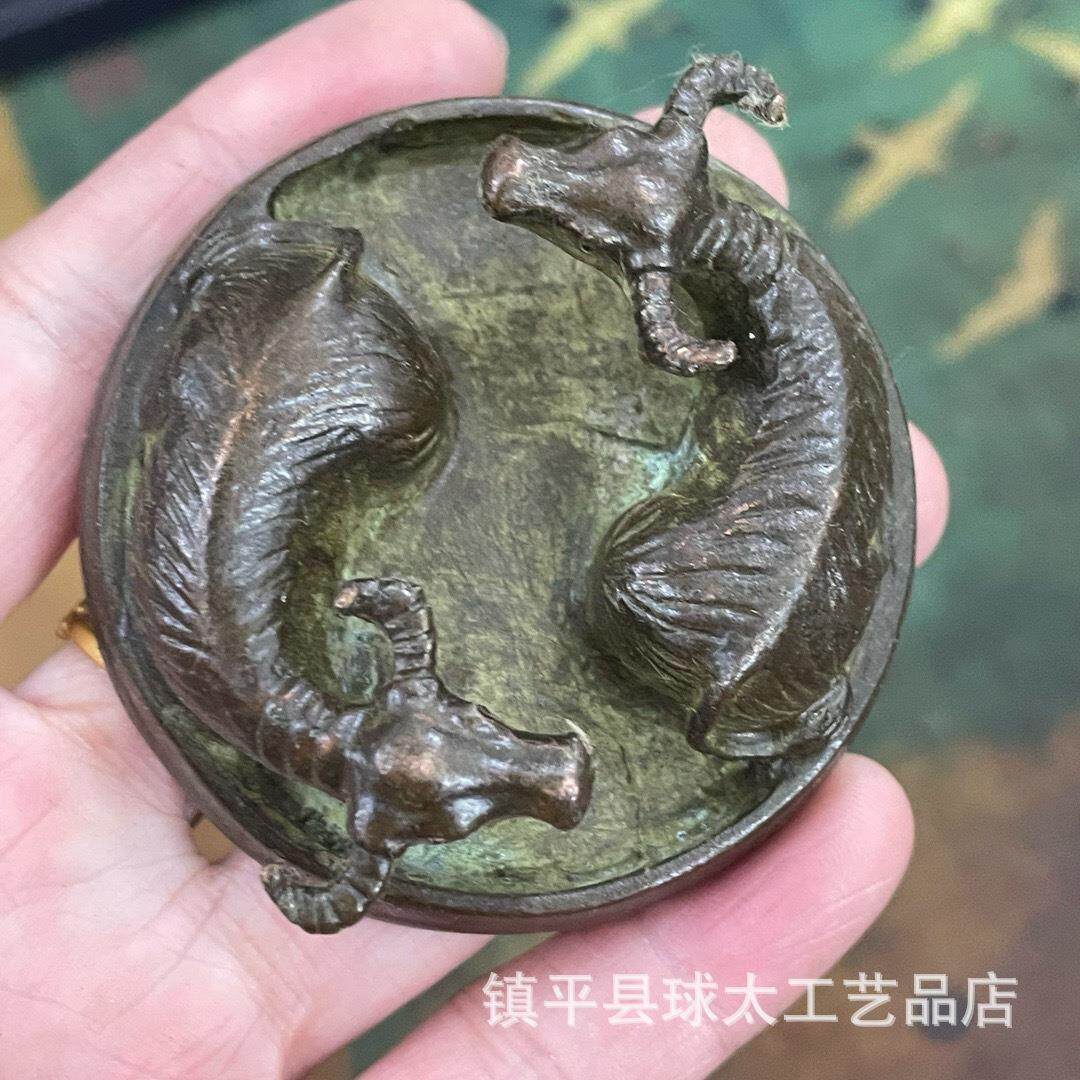 古董铜牛扭转乾坤八卦摆件老物件旧货老铜器古玩收藏品