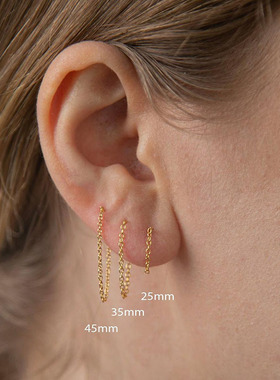 不掉色耳链长款超仙女14K注金耳环气质耳线个性耳钉简约耳饰ins潮