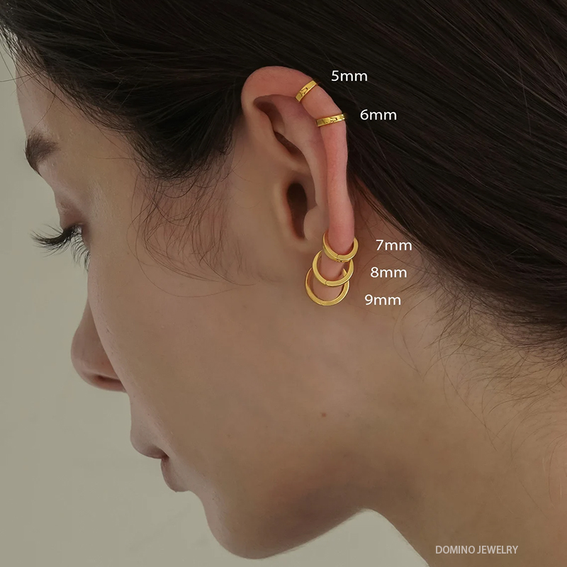 极简ins通体925纯银情侣耳圈