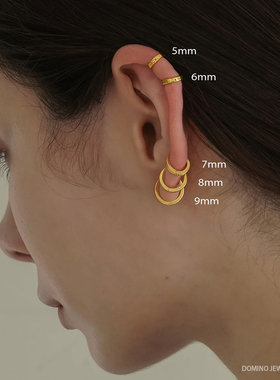 新品耳圈防过敏通体925纯银耳钉女高级耳骨环睡觉免摘ins简约小众