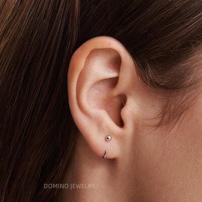 无需耳堵925纯银珠耳钉女养耳洞