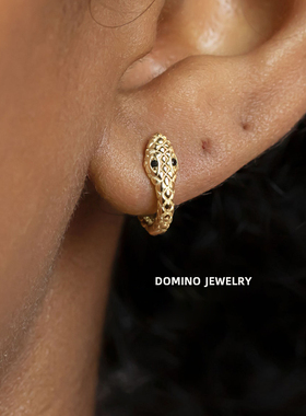 个性欧美蛇形耳扣搞怪S925纯银耳圈情侣男女耳环生肖眼镜蛇养耳洞