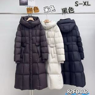 过膝白鸭绒外套羽绒服 宽松极寒保暖长款 82FD012欧货2025冬装 韩版