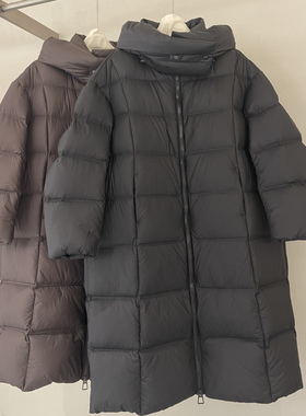 82FD022E欧货2025冬装新款韩版宽松长款过膝云朵白鹅绒泡芙羽绒服