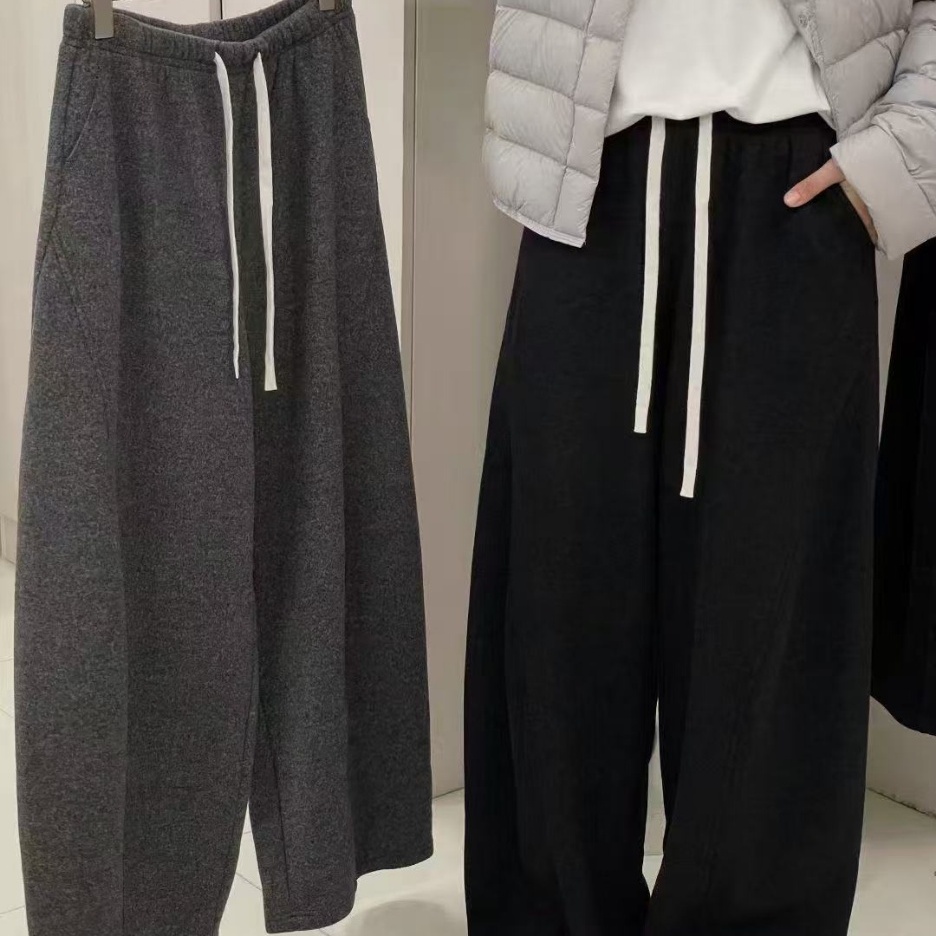 百搭松紧腰宽松休闲显瘦弯刀裤