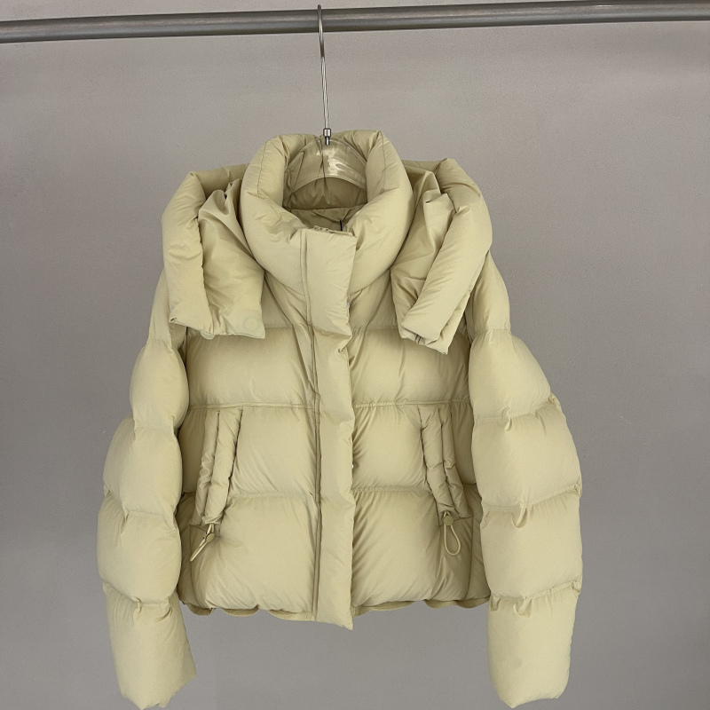 短款云朵泡芙休闲连帽鸭绒羽绒服