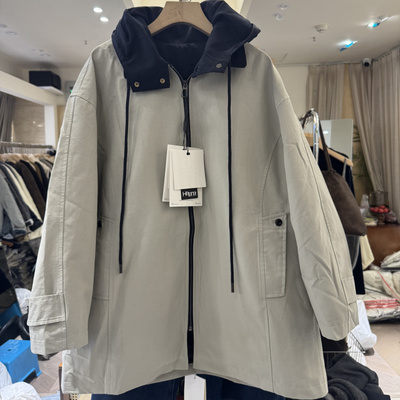 风衣式白鸭绒外套潮羽绒服女