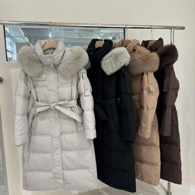 长款Y827狐狸毛领中长款羽绒服