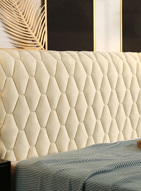 新款全包床头套罩加厚夹棉床头罩木皮床头防尘遮丑弧形万能弹力