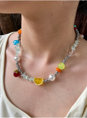 MINNA LU 原创设计彩色夏日水果切多巴胺钛钢项链新款