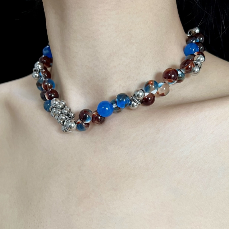 LYUMIIN原创蓝色浮游生物小众设计个性钛钢锁骨链项链