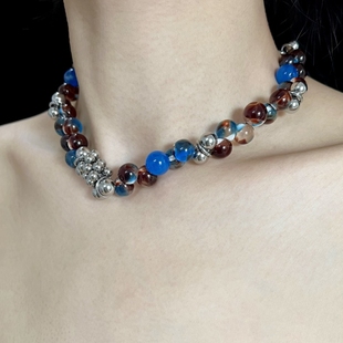 LYUMIIN原创蓝色浮游生物小众设计个性钛钢锁骨链项链