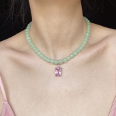 LYUMIN春色满园系列新中式 玉石锁骨链东方美学极简风水晶吊坠项链